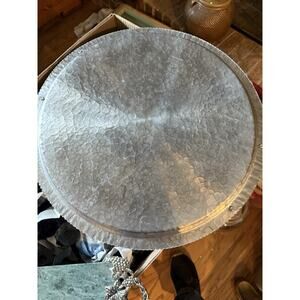 Vintage RODNEY KENT Aluminum Hammered Tulip 16” Round Tray With Handles